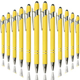 Oddmoal Ballpoint Pen with Stylus Tip, Soft Touch Click Metal Pen, 1.0mm Medium Point, Black Ink, 12 Count(Yellow)
