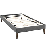 CasaFoyer Tessie Platform Bed | Solid Wood Frame | Polyester Upholstery | Tapered Legs | Gray | Twin Size | No Box Spring Needed | Mattress Not Included