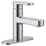 Moen Laris Chrome OneHandle Single Hole Modern Bathroom Sink Faucet with Optional Deckplate and Spring Loaded Drain Assembly, 8