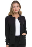 Dickies Scrub Jackets for Woman Snap Front Warmup Jacket with 2 Pockets DK305, S, Black