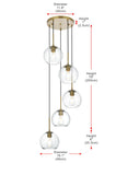 Living District Baxter 5-Light Metal Pendant In Chrome And Clear Finish