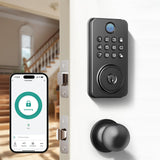 NBBX Smart Fingerprint Door Lock with Knob, Keyless Entry Door Lock, Electronic Keypad Digital Lock, Deadbolt with APP - Generat