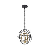 Living District Wallace 3-Light Metal Pendant In Matte Black/Brass/Clear
