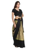 Leriya Fashion Womens Cotton Silk Solid Saree With Belt-Free Size (Grey)