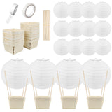 12PCS Hot Air Balloon Paper Lanterns Table Centerpieces Decoration DIY Paper Lanterns Wooden Berry Boxes with Sticks for Birthda