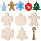 AWIZOM 150 Pcs Wooden Christmas Ornaments Unfinished Wood Christmas Tree Snowflake Angel Gingerbread Man Round Cutouts Blank Woo