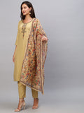 Gosriki Women'S Cotton Blend Straight Solid Kurta With Pant & Dupatta (Shiva Beige-Jan18-Gs_S_Beige_Small),Beige,,B0BTJ8D9YK