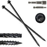 #14 x 10 Wood Structural Screws100 Pack Hex Head Lag Screws, Rust Resistant Timber Screws for Timber/Log/Landscaping Wood (Black