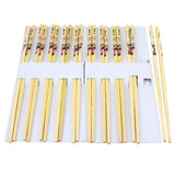 Perfect Pricee Designer Natural Round Bamboo Reusable Chopsticks, Size 9.5 Inch (Set of 10 Pairs)