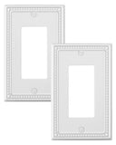 TREEWELL 2-Pack Decorator Outlet Cover Plate, Decorative Switch Plates and Outlet Covers, Pure White Metal Wall Plates for Elect