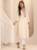 Libas Women'S Cotton Blend Printed Straight Kurtas (98250 Off White Off White M