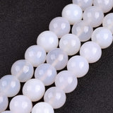 GEM-Inside White Agate Gemstone Loose Beads Natural 14mm Round Crystal Energy Stone Power for Jewelry Making 15
