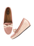 Shoetopia Upper Bow Detailed Peach Loafers For Women & Gilrs /Eu40,Peach,7,B0DTG7KT9L
