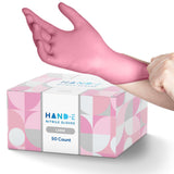 Hand-E Touch Pink Nitrile Disposable Gloves Large, 50 Count - Esthetician, Nail Tech, Microblading, Hair Dye & Stylist, Salon, C