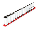 TEKTON 3/8 Inch Drive Deep 6Point Socket Set with Rail, 19Piece (624 mm) | SHD91114