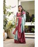 Flosive Womens Present Banarasi Soft Lichi Silk Saree Beautiful Jacquard Rich Pallu Design Work Zari Woven Kanjivaram Silk Style Saree With Soft Lichi Silk Blouse Piece Ayn Ritch (Sky)