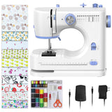 Stoigeld Sewing Machine for Beginners with 20Pcs Fabric & 32Pcs Sewing Threads Kit,Portable Sewing Machine with 12 Built-in Stit