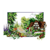 Zoomella Stamped Cross Stitch Kits Patterns Embroidery Kit Cottage Garden, 14 Counted 50X33Cm|Crafts |Cross Stitch Kits