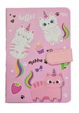Craftacious Art Cute Cat Colorful Cover Diary With 240 Pages And Magnetic Look For Kids Girls Diary Notebook A5 (Light Pink)