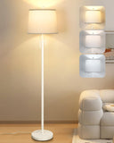 White Floor Lamp for Living Room 55-65 Adjustable Height Modern Standing Lamp with Pull Chain Tall Pole Light with White Shade f