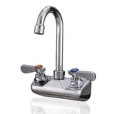 Phivan Commercial Wall Mount Faucet 4 Center Hand Sink Faucet with 3-1/2 Gooseneck Spout, Dual Lever Handles Laundry & Utility R