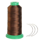 Young Hair 1700 Meters Elastic Nylon Sewing Thread 3pcs 9cm Curl Needles for Wig Making(Medium Brown)