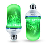Yewclls LED Flame Effect Light Bulb, 4 Modes E26 Base Fire Light Bulbs with Gravity Sensor (Green - 2 Pack)