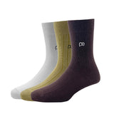 Peter England MenS Cotton Full Length Socks (Pack Of 3) White, Beige, Brown