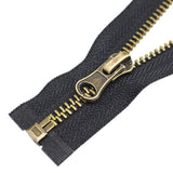 YaHoGa 2PCS #5 28 Inch Antique Brass Separating Jacket Zipper Black Metal Zippers for Jackets Sewing Coats Crafts (28 Anti-Brass