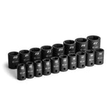 Capri Tools 1/2 in. Drive Shallow Impact Socket Set, 10 to 27 mm, Metric, 18Piece