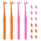 4 Pack EndTuft Toothbrushes with 12 Replacement Heads, Interdental Tufted Brushes with Soft Bristles for Braces and Wisdom Toot