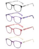 JM Reading Glasses Set of 4 Quality Spring Hinge Readers Men Women Glasses for Reading +0.5 Mix Color