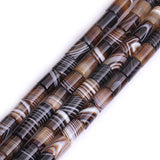 GEM-Inside 8x12mm Natural Coffe Brown Botswana Onyx Agate Stone Semi Precious Column Tube Chakras Beads for Jewelry Making DIY H