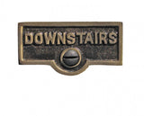 Renovators Supply Switch Plate Tag DOWNSTAIRS Sign Board Brass Finish Wallplate