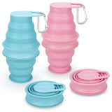 Nefeeko Collapsible Water Bottle,2 Pack 17oz Reuseable BPA Free Silicone Foldable Water Bottles for Travel Gym Camping Hiking, P