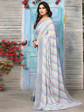 Satrani Womens Printed Georgette Saree (3185S2280N_Light Grey & Multi3)