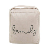 Family Door Stop with Handle|Decorative Weighted Fabric Door Stopper for Bedroom,Living Room and Exterior Doors