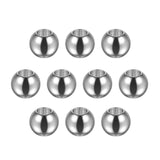 HARFINGTON 10pcs Beads 8mm Stainless Steel 4mm Hole Dia Bead for DIY Crafts, Silver Tone