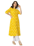 Rytras Women'S Cotton Printed A-Line Kurta(Ryt575,Yellow,3Xl)