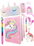 Le Delite Princess Cartoon Printed Soft Furry Fur Feather Dairy With Pen, Diary For Kids Secret Journal Copy Notebook,Water Glit