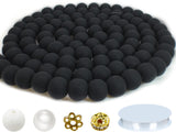 PAMIR TONG 250pcs 8mm Black Clay Round Smooth Space Polymer Heishi Preppy Cute Bulk Beads for Earring, Necklaces, Bracelet Jewer