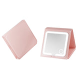 Amysmart Tri-Fold Makeup Mirror with Lights - 10X/5X Magnifying Mirror with Light, Dimmable Handheld Mirror, Compact Mirror, Rec