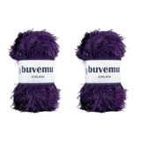 Buvemu Eyelash Fun Fur Yarn 100 Gram (3.53 Ounces) 175 Yards (160 Meters) (Purple - 2 Skeins)