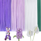 300Pieces Purple White Pipe Cleaners with 20Pieces Flower Stems, Pipe Cleaner Crafts for DIY Art and Craft Projects Creative Gif