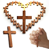 Gtudkae 120 Pack Wooden Pocket Cross Charms and 120 Chains, Pure Natural Wooden Crosses Pendants for Church Praying,Easter, Chri