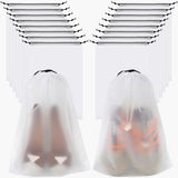 Vivinin 18 Pack White Translucent Polyethylene Shoe Bags, 15.7In X 11.8In, Drawstring Closure, MultiPurpose Travel Storage Bags