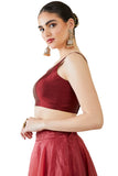 Soch Women Red Satin Solid Sleeveless Blouse(Maroon_34)