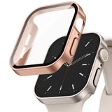 Adepoy 2 Pack Hard Case Compatible with Apple Watch 45mm Series 8 Series 7 with Tempered Glass Screen Protector, Matte Rosegold/