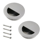 Geesatis Round Hidden Concealed Door Pulls,Flush Pocket Door Handles,Stainless Steel Handle for Modern Bedroom Door Drawer Wardr