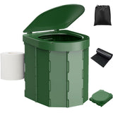 Portable Camping Toilet, Folding Toilet for Adults with Lid and Retractable Toilet Paper Holder, Waterproof Porta Potty with Car